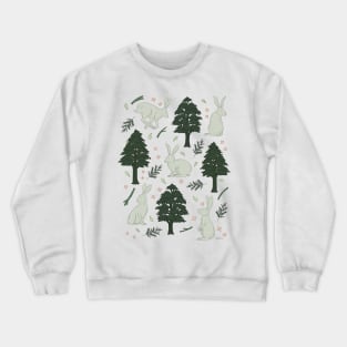 Rabbit Forest - Pink and Green Crewneck Sweatshirt